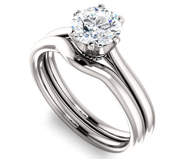 1.00ct (6.5mm) Round  14K White Gold 6 Prong Solitaire Engagement Ring