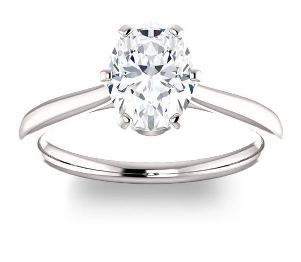 0.90ct (7.0x5.0mm) Oval  14K White Gold 6 Prong Solitaire Engagement Ring