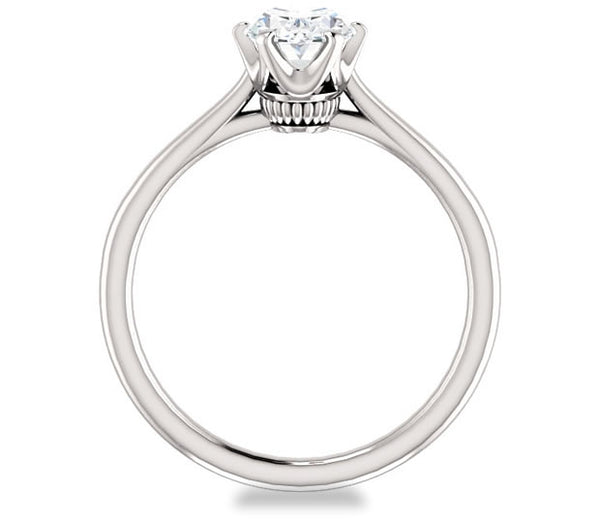 0.90ct (7.0x5.0mm) Oval  14K White Gold 6 Prong Solitaire Engagement Ring