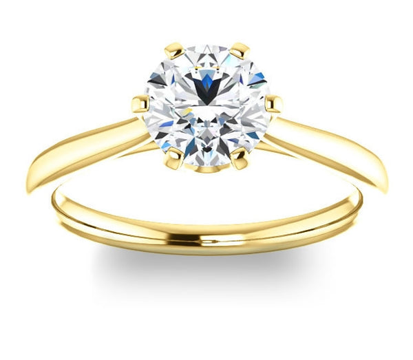 1.00ct (6.5mm) Round  14K Yellow Gold 6 Prong Solitaire Engagement Ring