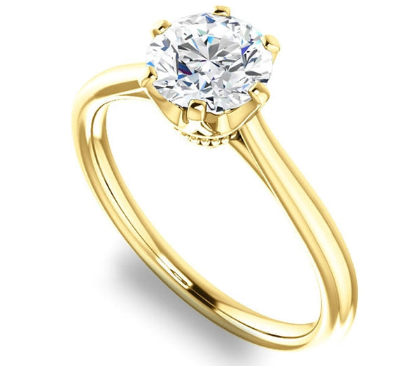 1.00ct (6.5mm) Round  14K Yellow Gold 6 Prong Solitaire Engagement Ring