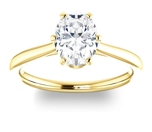 0.90ct (7.0x5.0mm) Oval  14K Yellow Gold 6 Prong Solitaire Engagement Ring