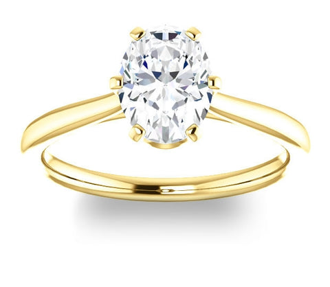 0.90ct (7.0x5.0mm) Oval  14K Yellow Gold 6 Prong Solitaire Engagement Ring