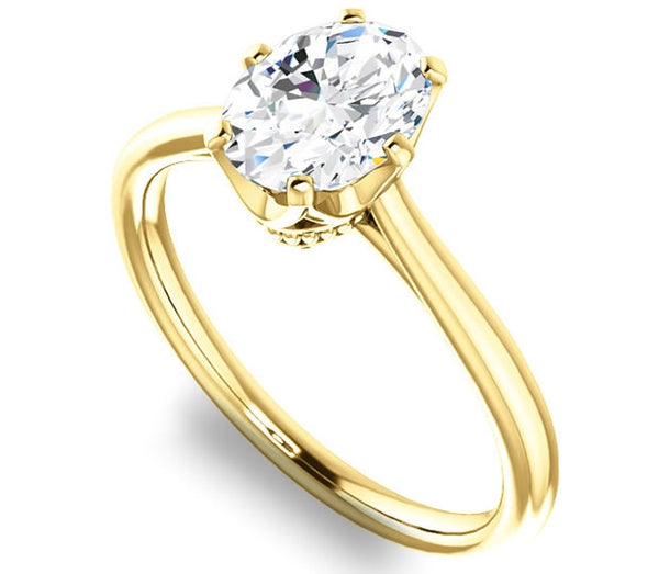 0.90ct (7.0x5.0mm) Oval  14K Yellow Gold 6 Prong Solitaire Engagement Ring