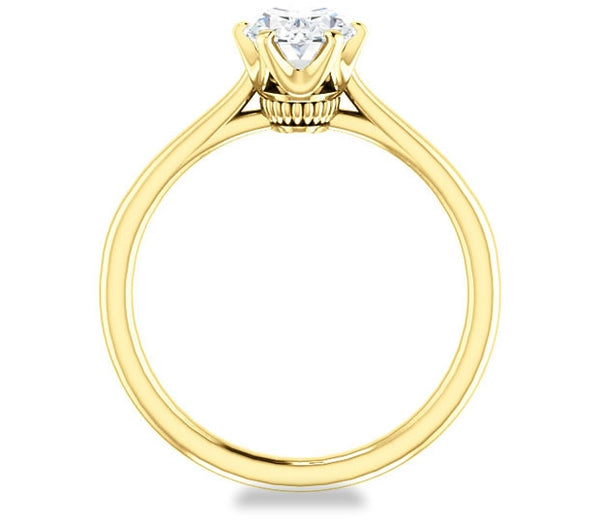 0.90ct (7.0x5.0mm) Oval  14K Yellow Gold 6 Prong Solitaire Engagement Ring