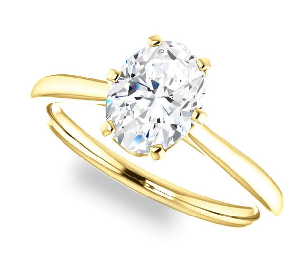 0.90ct (7.0x5.0mm) Oval  14K Yellow Gold 6 Prong Solitaire Engagement Ring