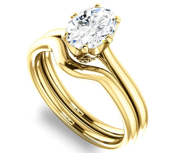 0.90ct (7.0x5.0mm) Oval  14K Yellow Gold 6 Prong Solitaire Engagement Ring