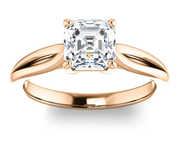 1.30ct (6.5mm) Asscher  14K Rose Gold Solitaire Engagement Ring