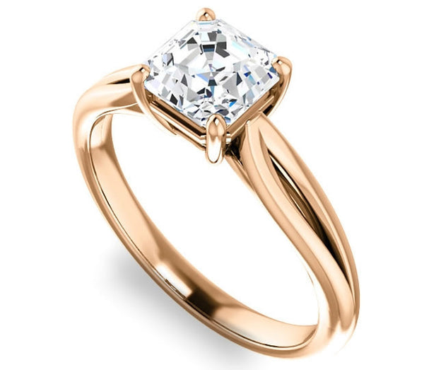 1.30ct (6.5mm) Asscher  14K Rose Gold Solitaire Engagement Ring