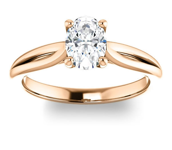 0.90ct (7.0x5.0mm) Oval  14K Rose Gold Solitaire Engagement Ring