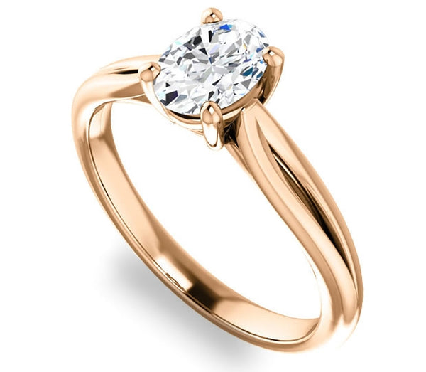 0.90ct (7.0x5.0mm) Oval  14K Rose Gold Solitaire Engagement Ring