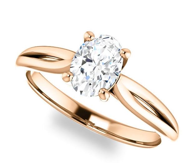 0.90ct (7.0x5.0mm) Oval  14K Rose Gold Solitaire Engagement Ring