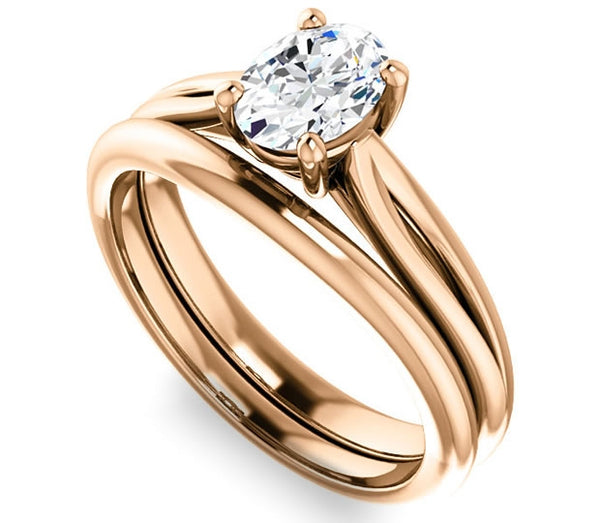 0.90ct (7.0x5.0mm) Oval  14K Rose Gold Solitaire Engagement Ring