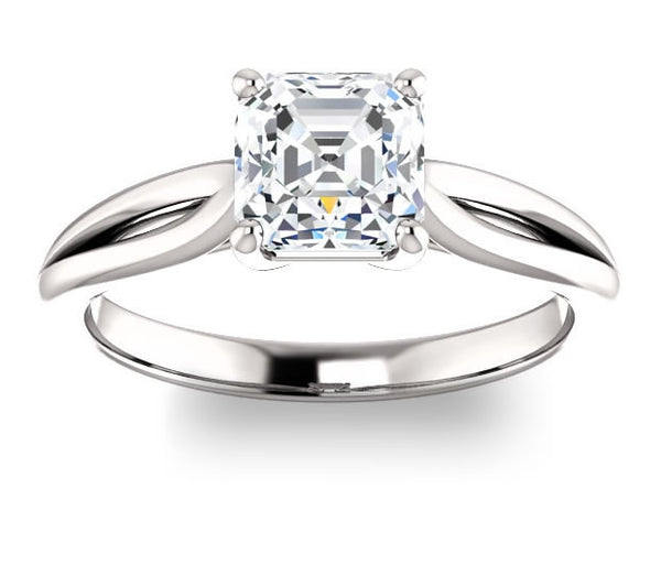 1.30ct (6.5mm) Asscher  14K White Gold Solitaire Engagement Ring