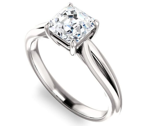 1.30ct (6.5mm) Asscher  14K White Gold Solitaire Engagement Ring