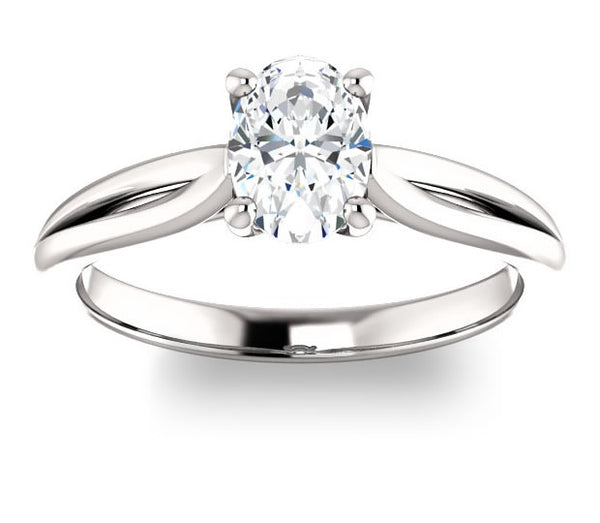 0.90ct (7.0x5.0mm) Oval  14K White Gold Solitaire Engagement Ring