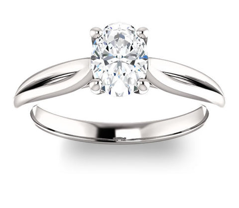 0.90ct (7.0x5.0mm) Oval  14K White Gold Solitaire Engagement Ring