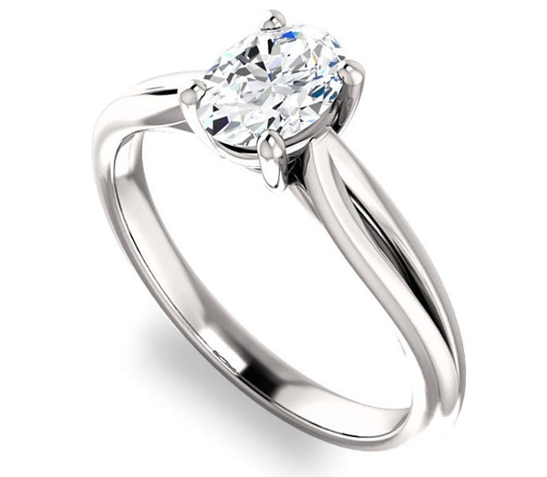 0.90ct (7.0x5.0mm) Oval  14K White Gold Solitaire Engagement Ring