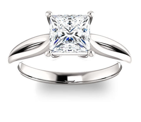 1.30ct (6.0mm) Princess  14K White Gold Solitaire Engagement Ring