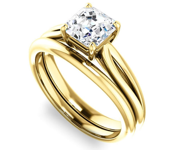 1.30ct (6.5mm) Asscher  14K Yellow Gold Solitaire Engagement Ring