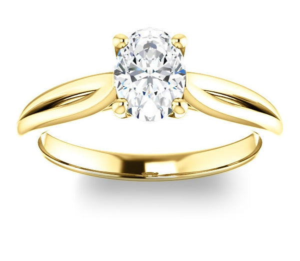 0.90ct (7.0x5.0mm) Oval  14K Yellow Gold Solitaire Engagement Ring