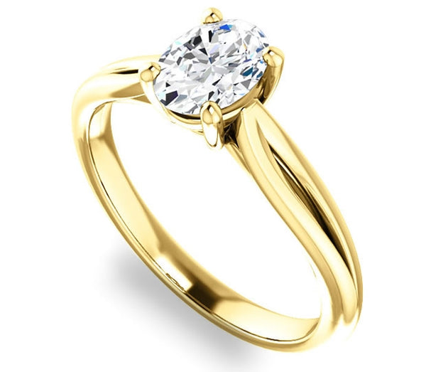 0.90ct (7.0x5.0mm) Oval  14K Yellow Gold Solitaire Engagement Ring