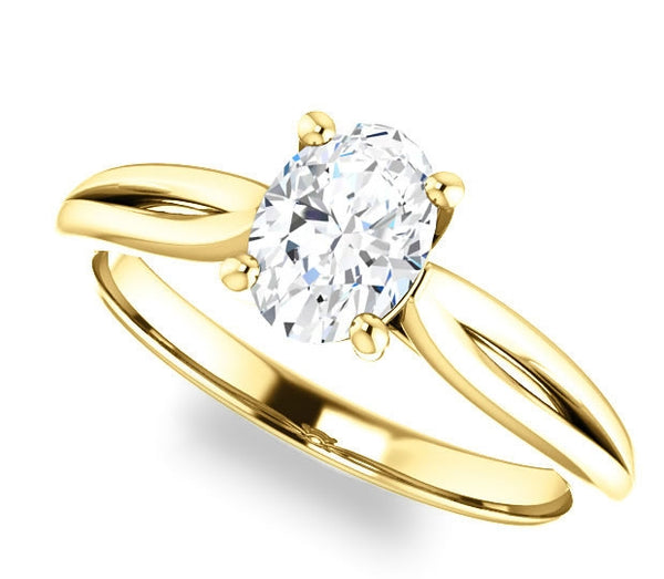 0.90ct (7.0x5.0mm) Oval  14K Yellow Gold Solitaire Engagement Ring