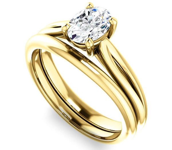 0.90ct (7.0x5.0mm) Oval  14K Yellow Gold Solitaire Engagement Ring