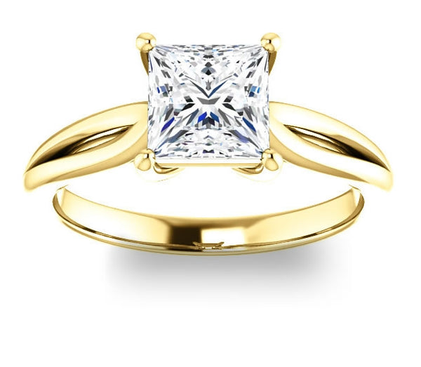 1.30ct (6.0mm) Princess  14K Yellow Gold Solitaire Engagement Ring