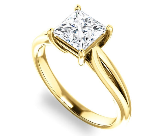 1.30ct (6.0mm) Princess  14K Yellow Gold Solitaire Engagement Ring