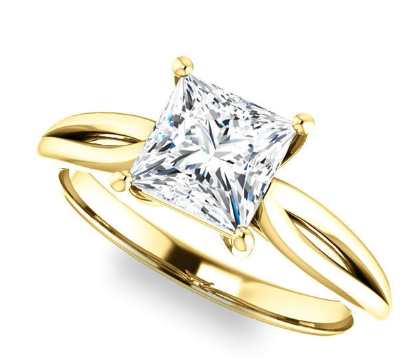 1.30ct (6.0mm) Princess  14K Yellow Gold Solitaire Engagement Ring