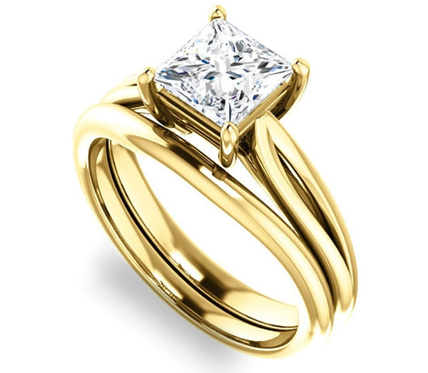 1.30ct (6.0mm) Princess  14K Yellow Gold Solitaire Engagement Ring