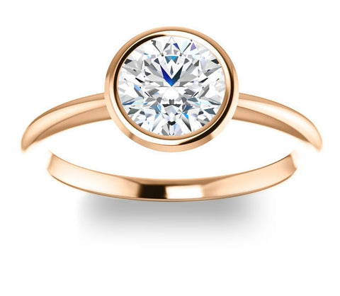 1.00ct (6.5mm) Round  14K Rose Gold Solitaire Bezel Engagement Ring