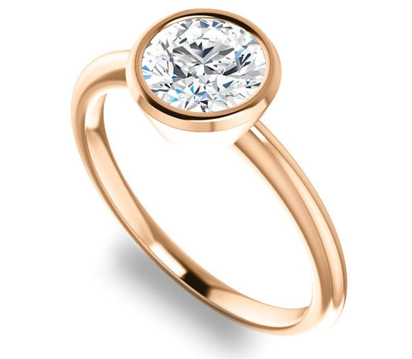 1.00ct (6.5mm) Round  14K Rose Gold Solitaire Bezel Engagement Ring