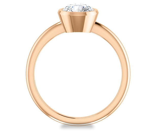 1.00ct (6.5mm) Round  14K Rose Gold Solitaire Bezel Engagement Ring