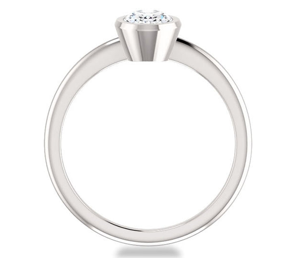 0.90ct (7.0x5.0mm) Oval  14K White Gold Solitaire Bezel Engagement Ring