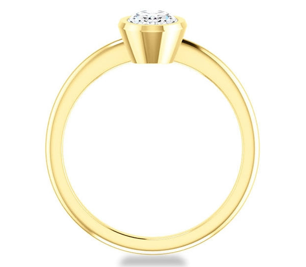 0.90ct (7.0x5.0mm) Oval  14K Yellow Gold Solitaire Bezel Engagement Ring