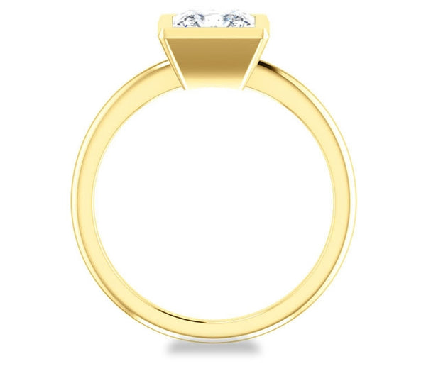 1.30ct (6.0mm) Princess  14K Yellow Gold Solitaire Bezel Engagement Ring