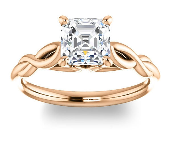 1.30ct (6.5mm) Asscher  14K Rose Gold Solitaire Engagement Ring