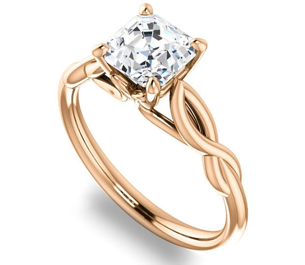 1.30ct (6.5mm) Asscher  14K Rose Gold Solitaire Engagement Ring