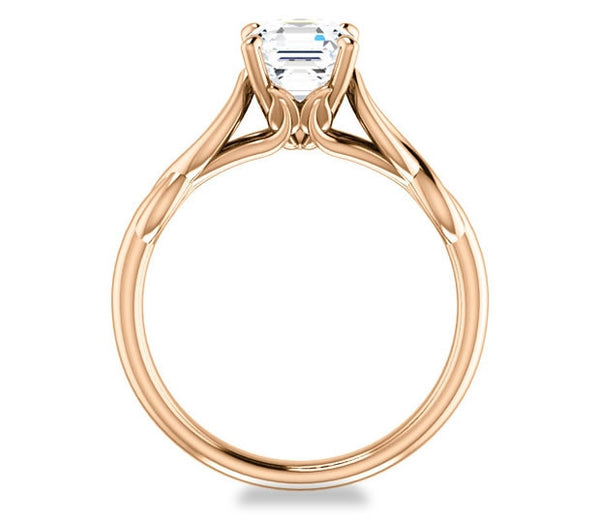 1.30ct (6.5mm) Asscher  14K Rose Gold Solitaire Engagement Ring