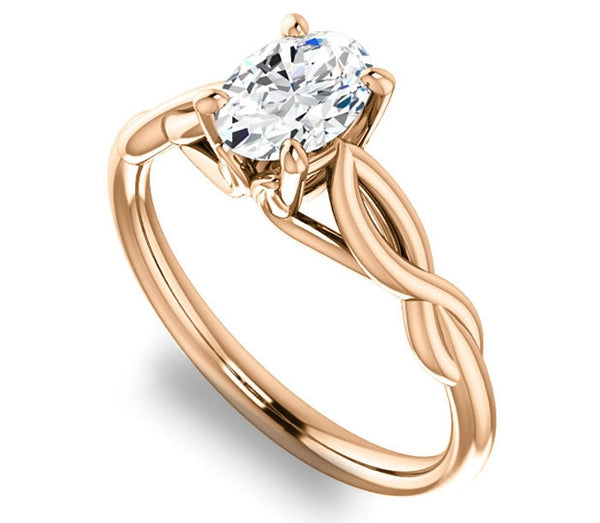 0.90ct (7.0x5.0mm) Oval  14K Rose Gold Solitaire Engagement Ring