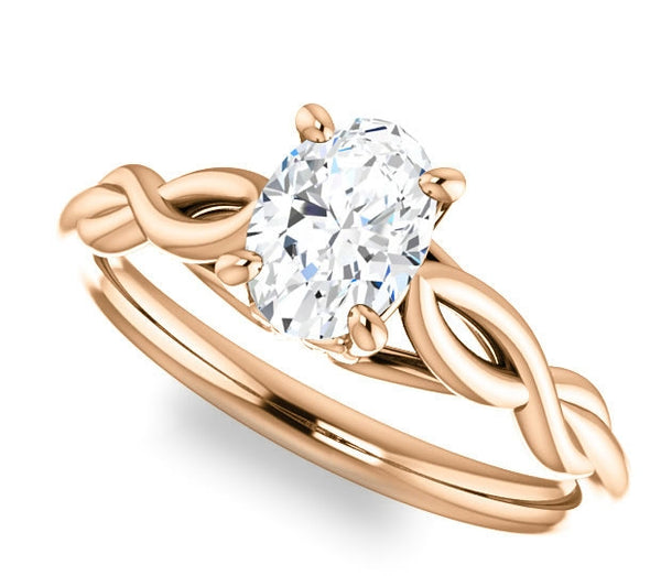 0.90ct (7.0x5.0mm) Oval  14K Rose Gold Solitaire Engagement Ring