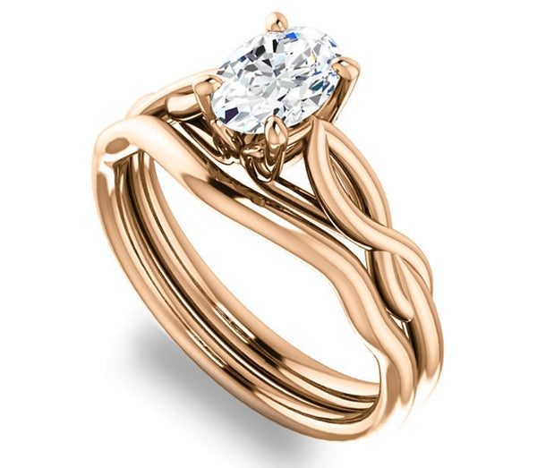 0.90ct (7.0x5.0mm) Oval  14K Rose Gold Solitaire Engagement Ring