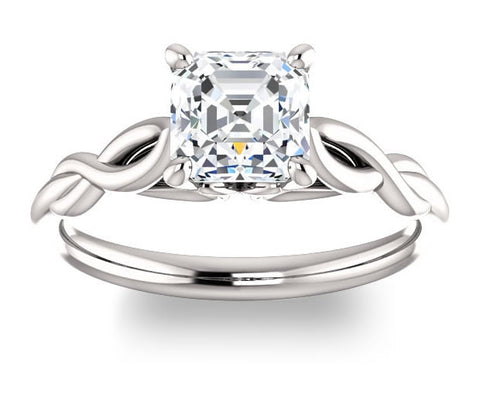 1.30ct (6.5mm) Asscher  14K White Gold Solitaire Engagement Ring