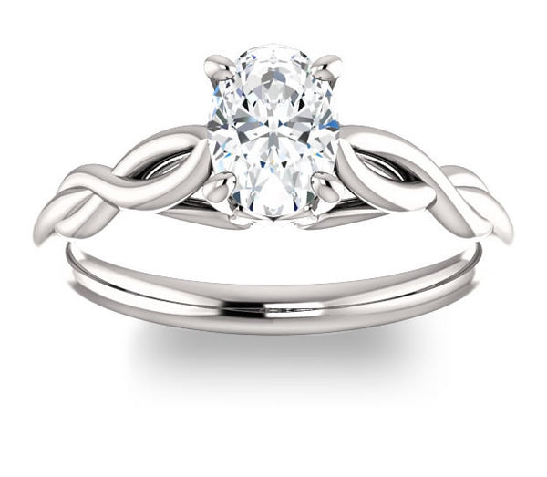 0.90ct (7.0x5.0mm) Oval  14K White Gold Solitaire Engagement Ring