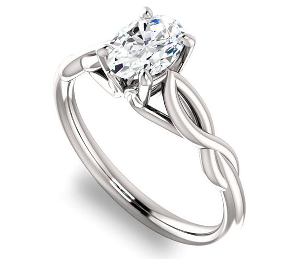 0.90ct (7.0x5.0mm) Oval  14K White Gold Solitaire Engagement Ring