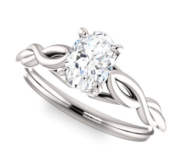 0.90ct (7.0x5.0mm) Oval  14K White Gold Solitaire Engagement Ring