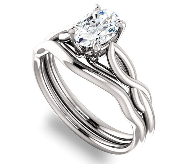 0.90ct (7.0x5.0mm) Oval  14K White Gold Solitaire Engagement Ring