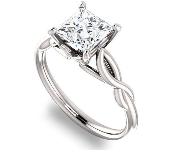 1.30ct (6.0mm) Princess  14K White Gold Solitaire Engagement Ring